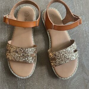 Cat & Jack Glitter Strap Tan Kids Sandals
